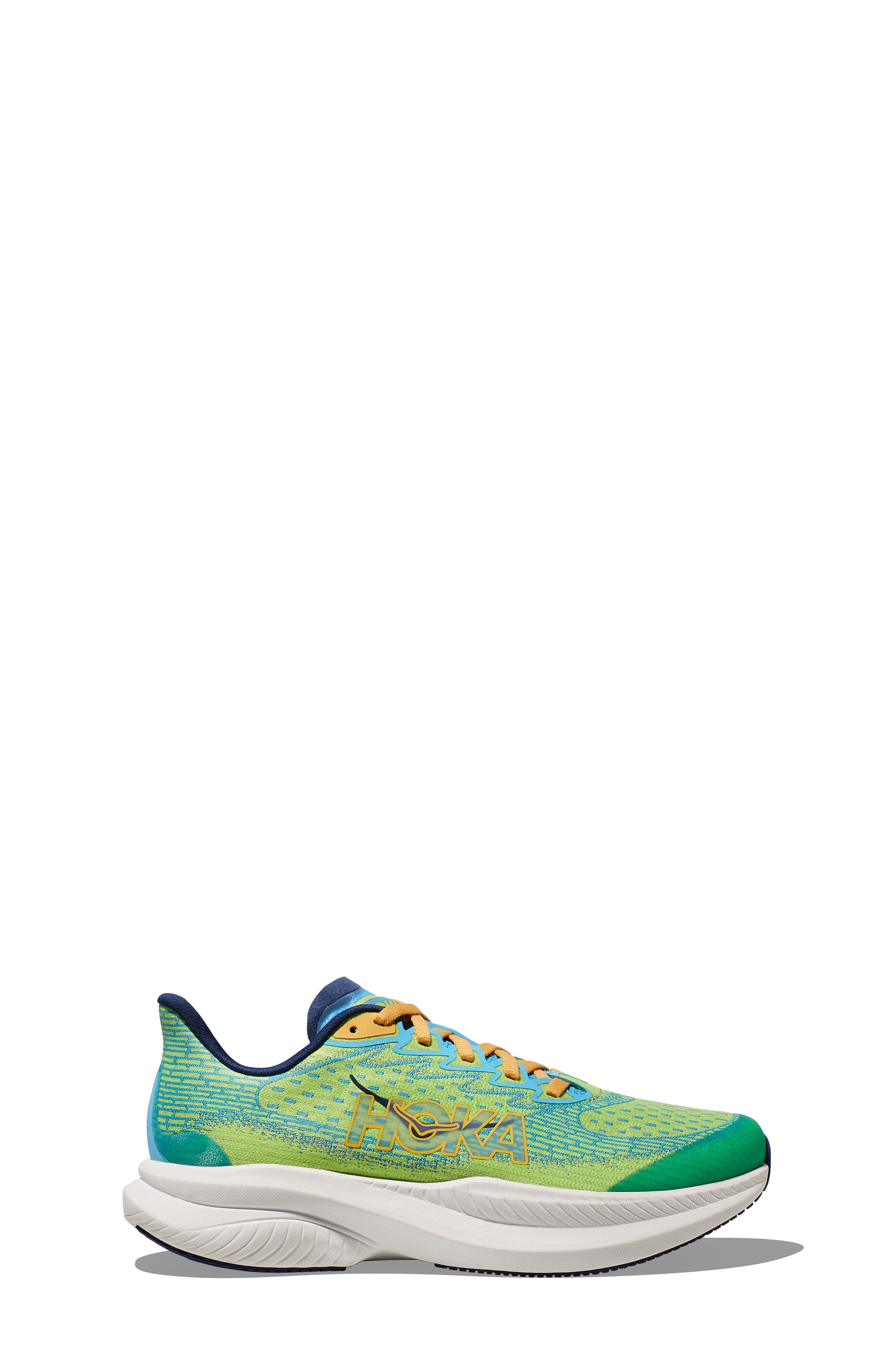 HOKA Kids' Mach 6 Running Shoe, Alternate, color, Lettuce / Bellwether Blue