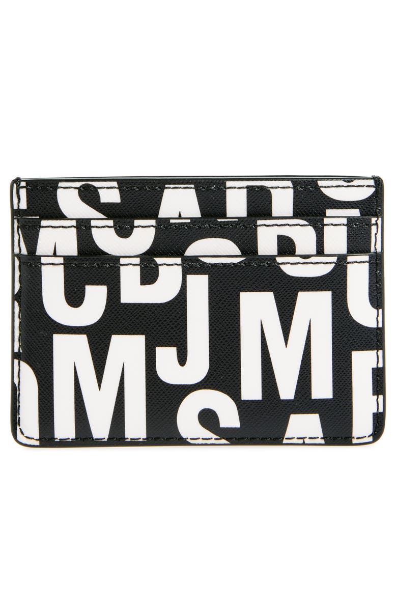 Marc Jacobs Jumbled Logo Card Wallet, Alternate, color, Black/White
