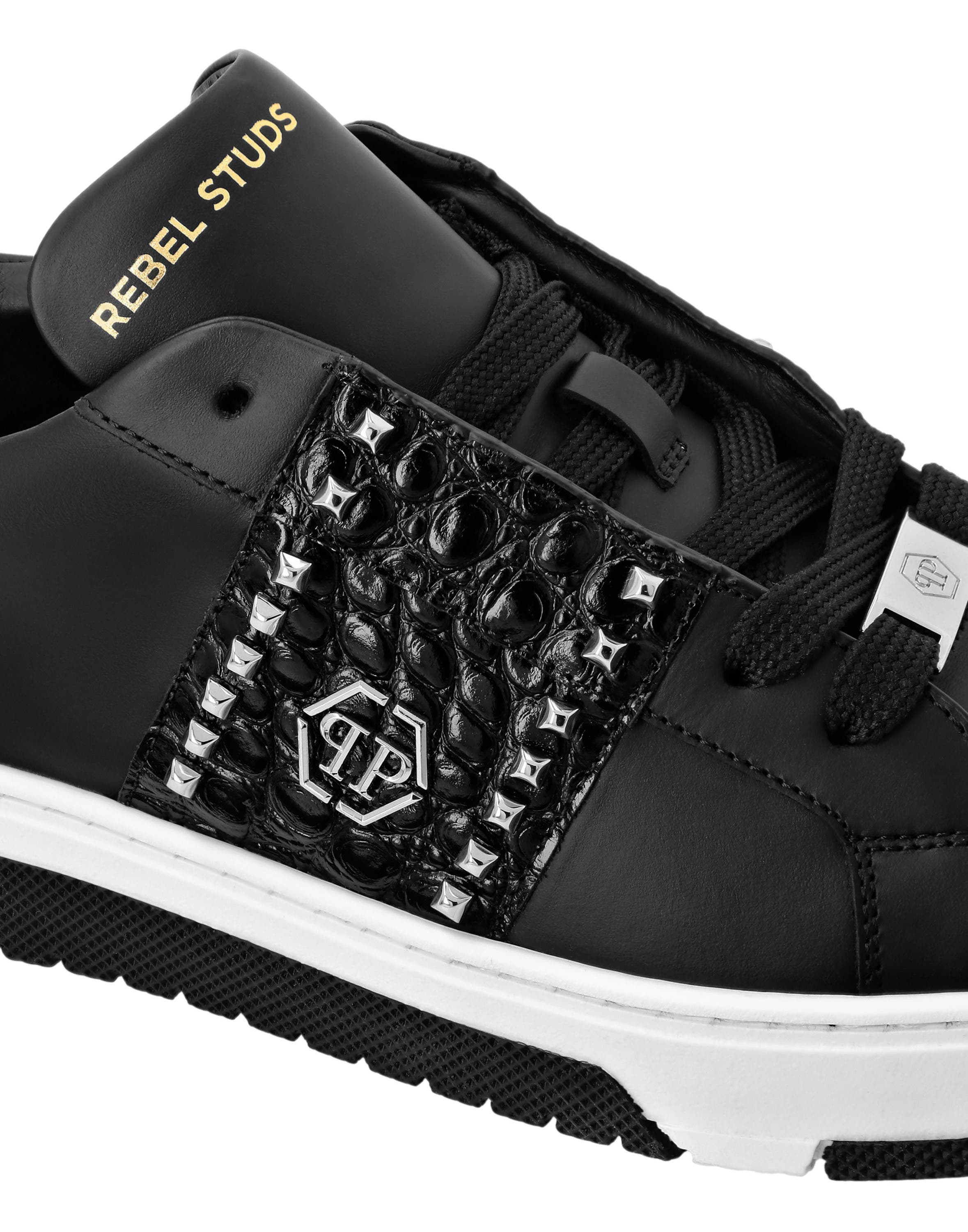 Low Top Sneakers Rebel Studs Unisex, Alternate, color, black