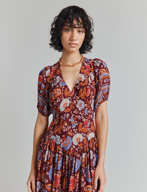 Ghost London Christy Crepe Midi Tea Dress In Multi