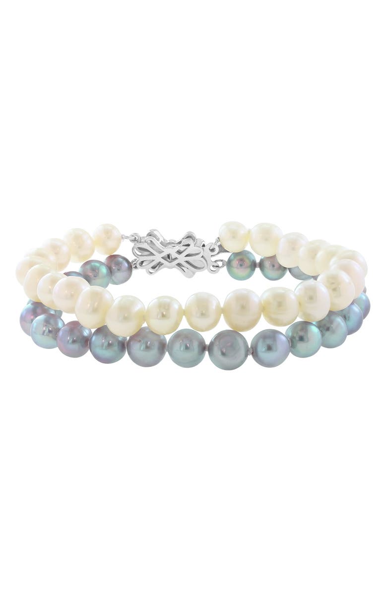 EFFY Sterling Silver Freshwater Pearl Double Strand Bracelet, Alternate, color, White