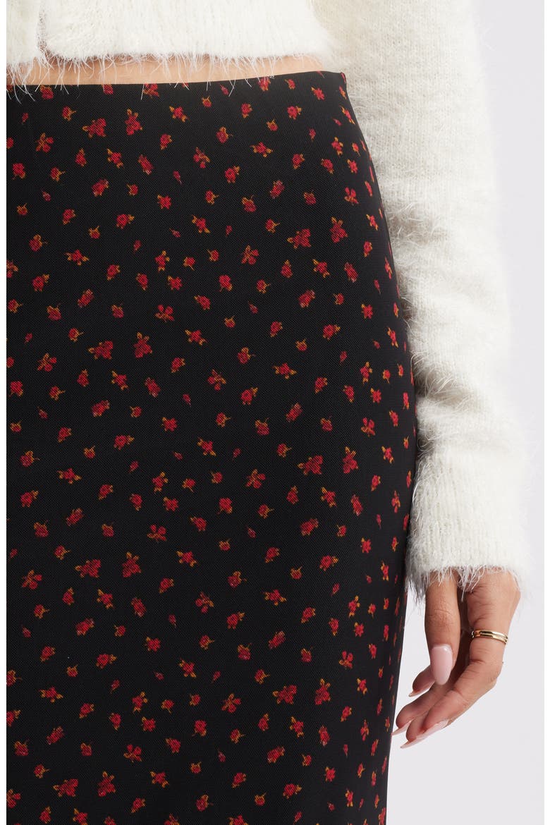 Printed Mesh Maxi Skirt, Alternate, color, BLACK- RED DITSY PRINT