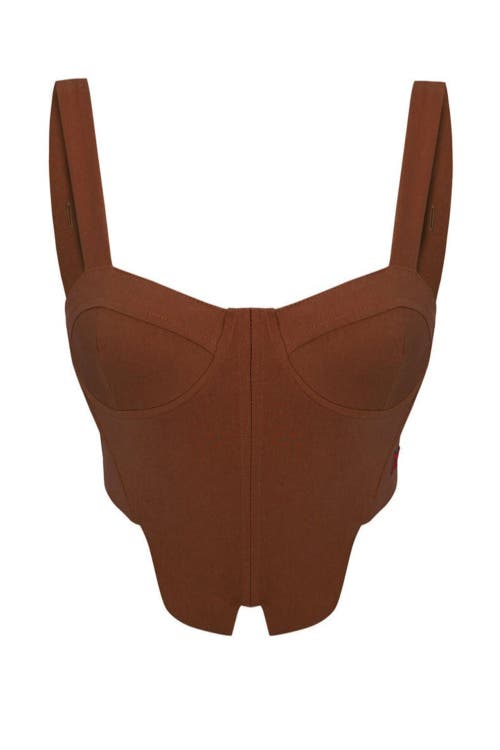 PCFG Cotton Woven Corset Top in Anthracite at Nordstrom, Size X-Small