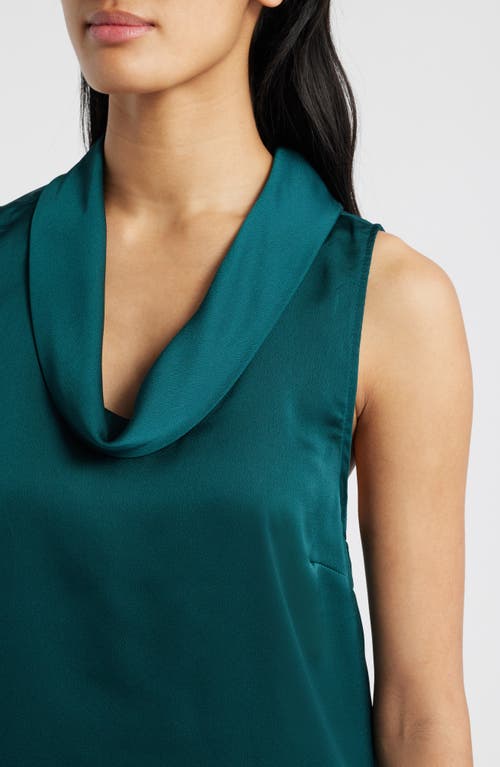 Vince Camuto Hammered Satin Sleeveless Cowl Neck Top In Blue