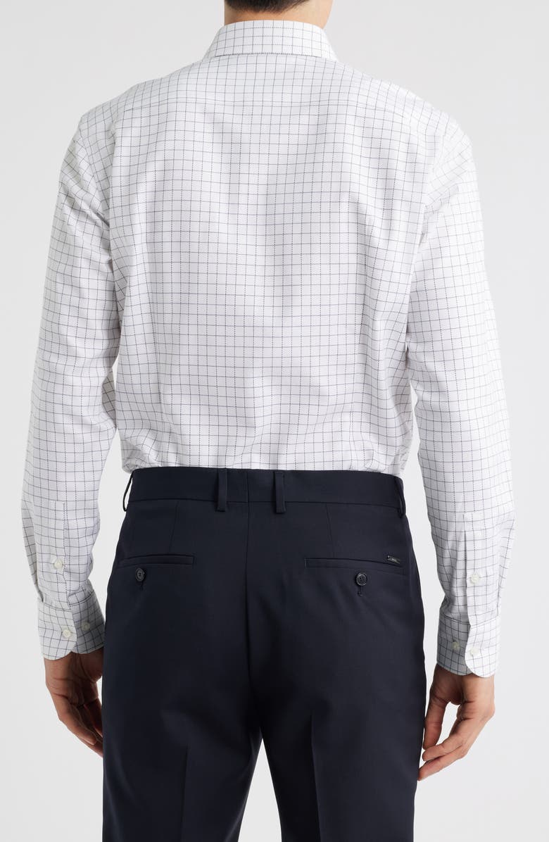 BOSS Hank Kent Slim Fit Check Stretch Cotton Dress Shirt, Alternate, color, Open White