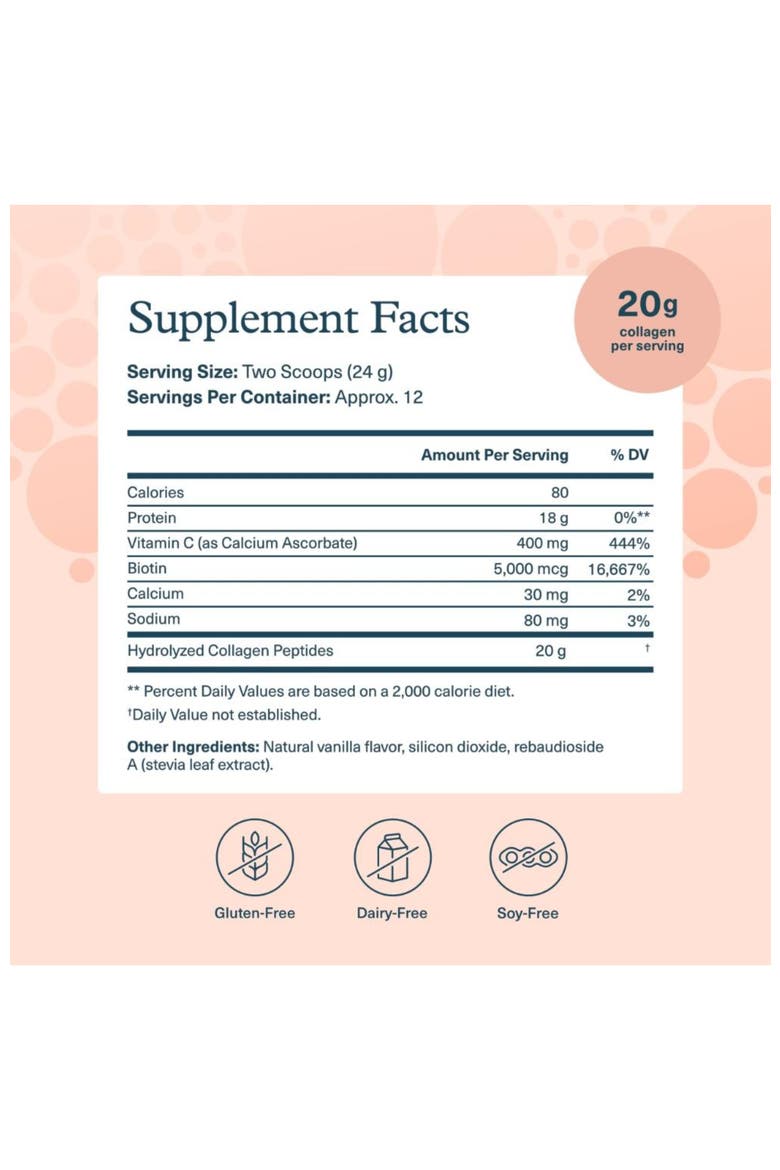 Premium Hydrolyzed Collagen Powder Vanilla Supplement 10 oz, Alternate, color, None