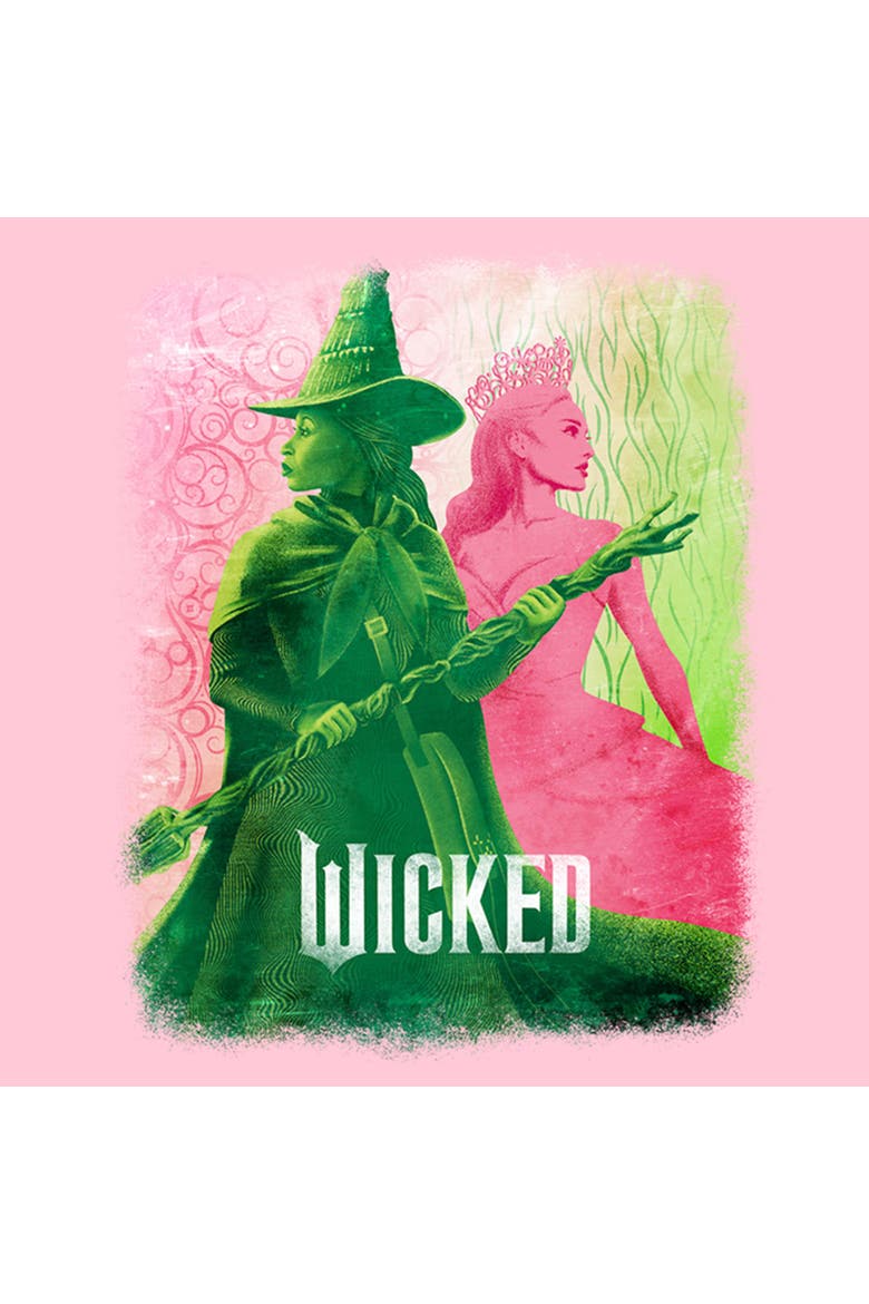 Girls Wicked Elphaba and Glinda Duotone T Shirt, Alternate, color, Light Pink