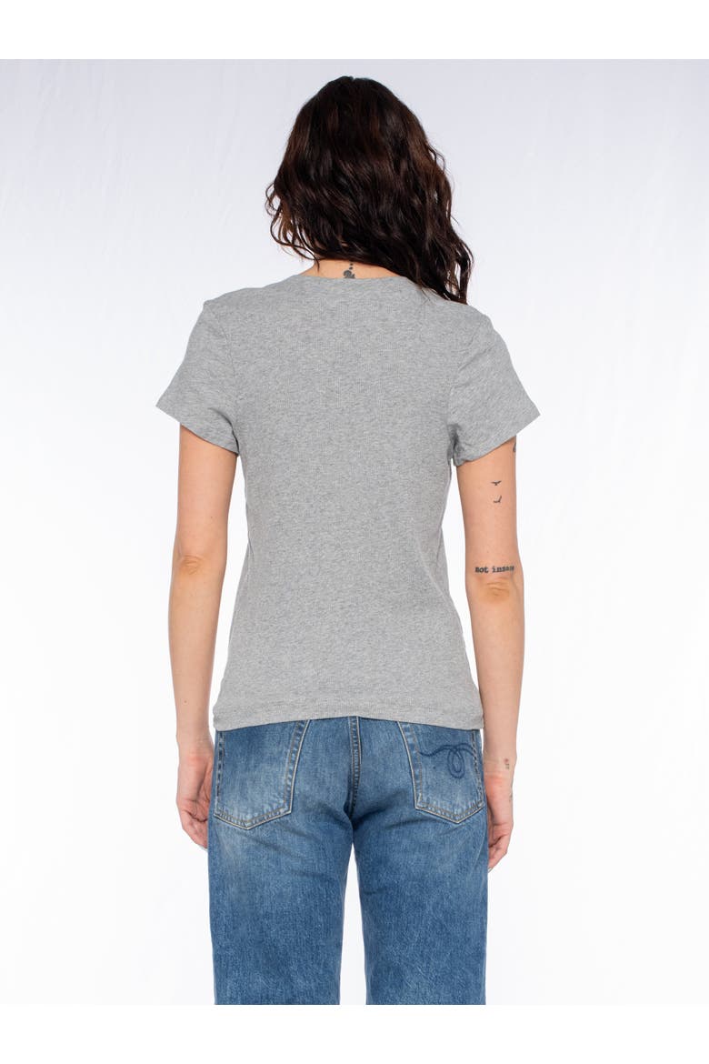 Slim Deep V-Neck Rib Back Tee, Alternate, color, White