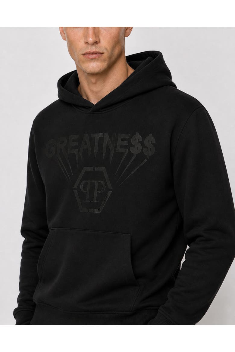 Printed Fleece Hoodie Greatness Men, Main, color, black/black