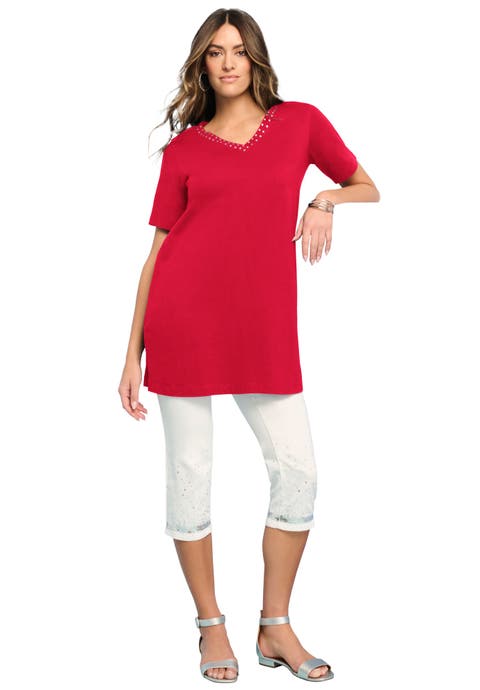 Ultimate Rhinestone V Neck Tunic