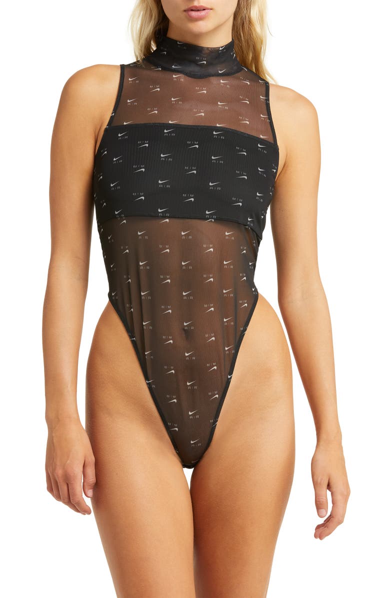 Nike Air Print Mock Neck Bodysuit, Alternate, color,