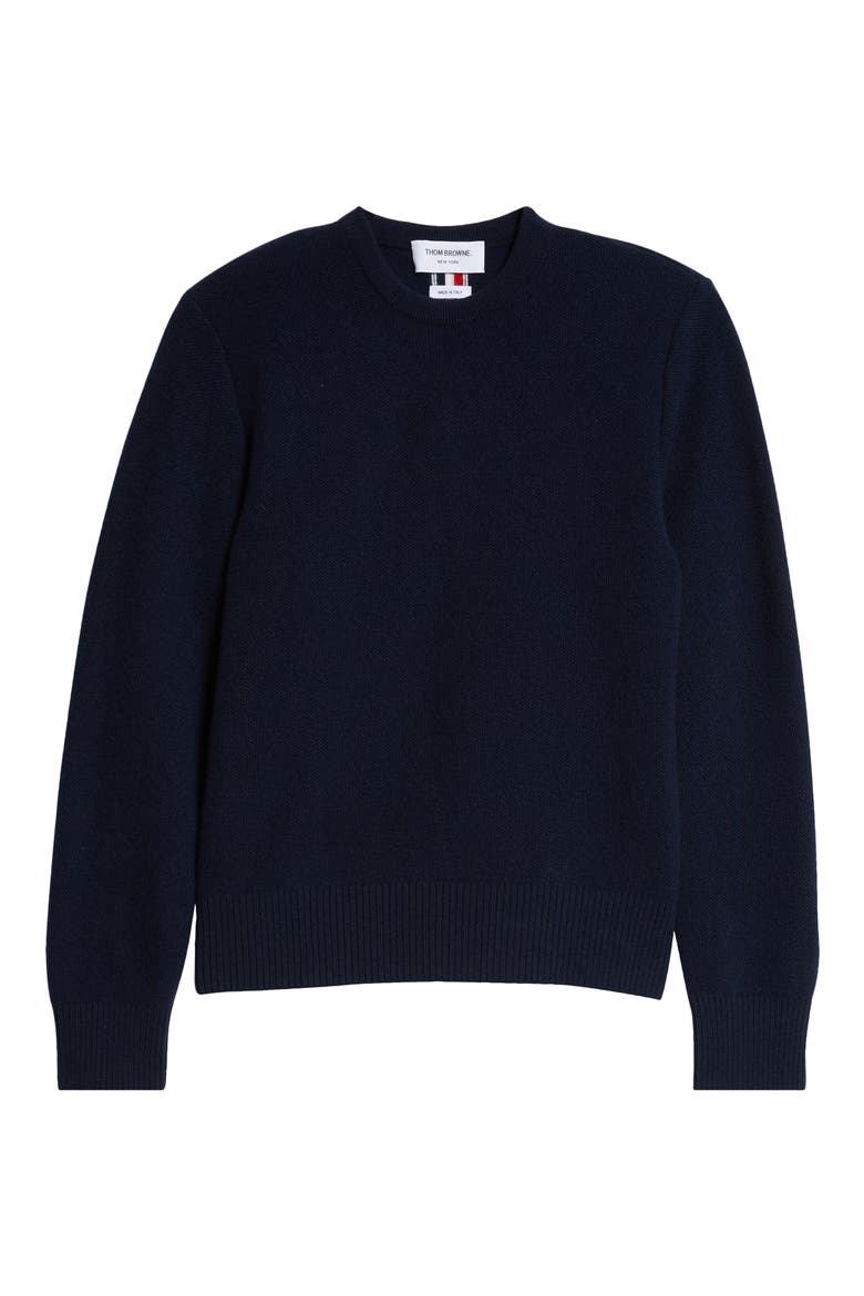 Washed Wool Piqué Sweater, Alternate, color, NAVY