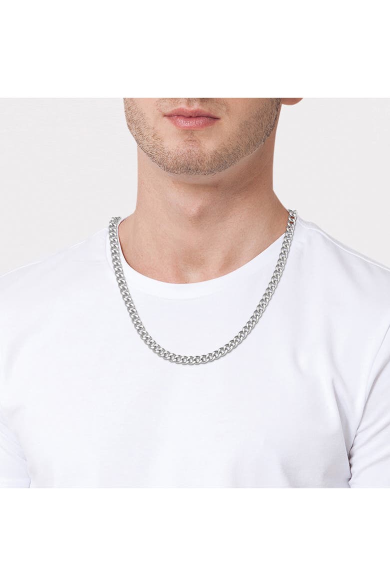 Men's Curb Chain Necklace & Bracelet Set, Silver-Tone, Alternate, color, Metallic Silver