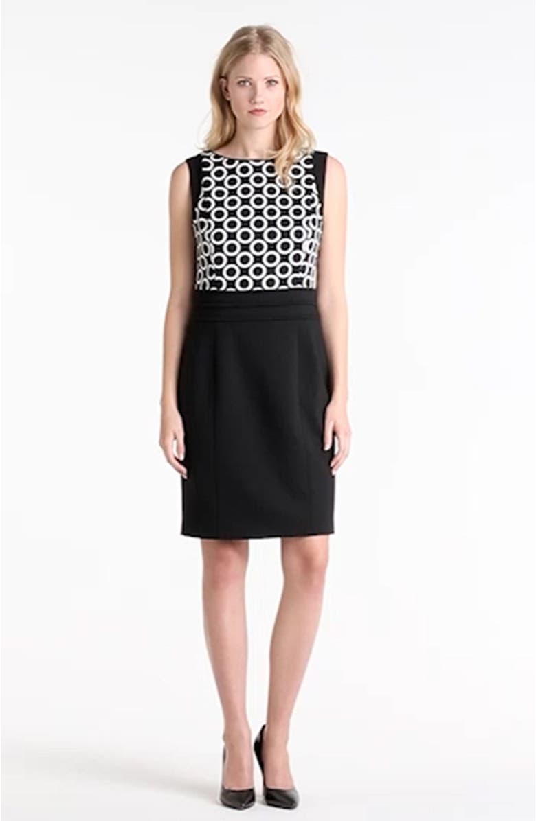 Ellen Tracy Colorblock Piqué & Ponte Sheath Dress, Alternate, color, 