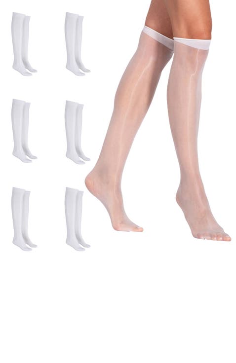 6-Pair Pack Colored Fashion Sheer Knee High Stockings