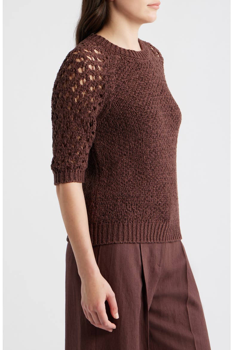 Fanuka Tape Yarn Open Knit Top, Alternate, color, MOCHA