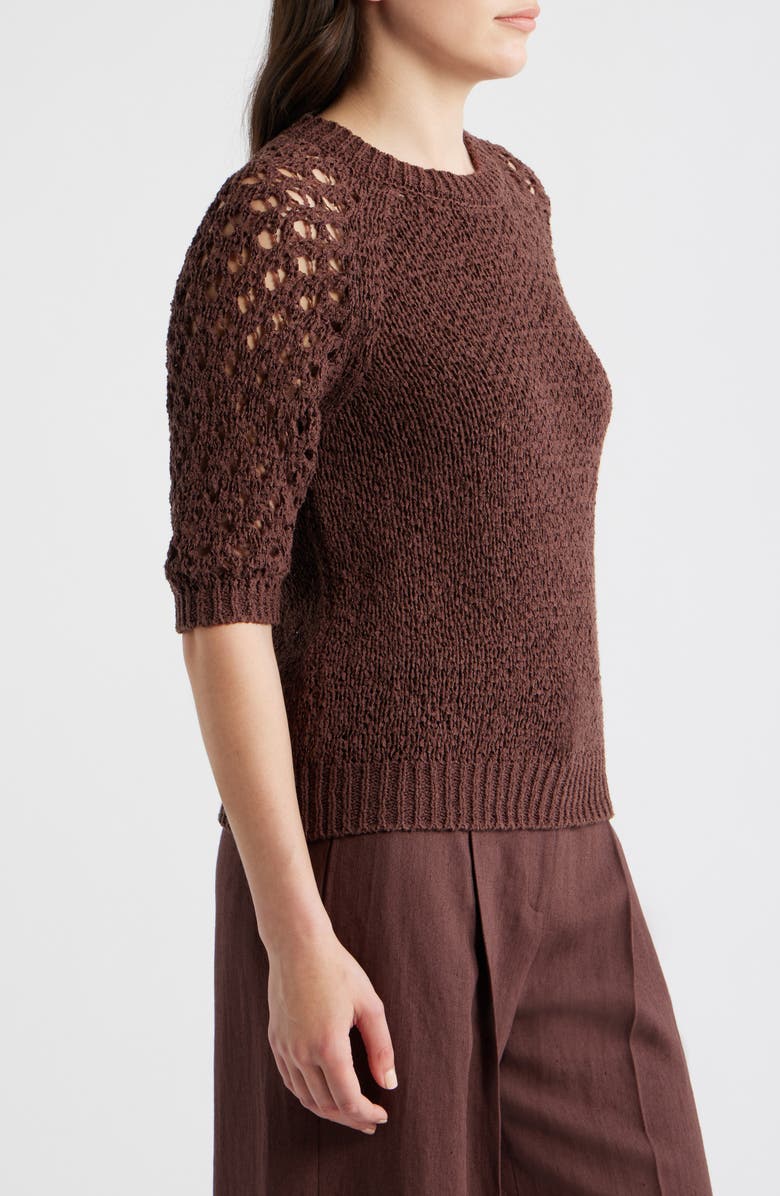 BOSS Fanuka Tape Yarn Open Knit Top, Alternate, color, Mocha
