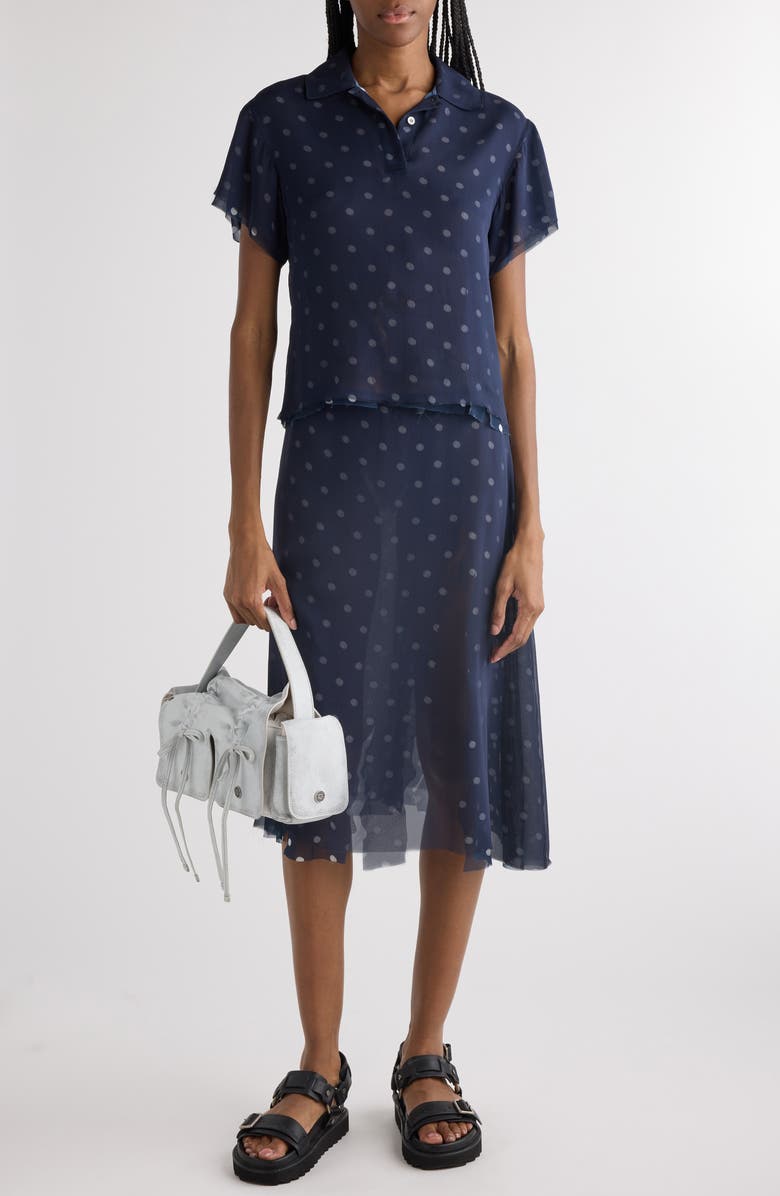Acne Studios Iranee Polka Dot Georgette Skirt, Alternate, color, Navy/ White