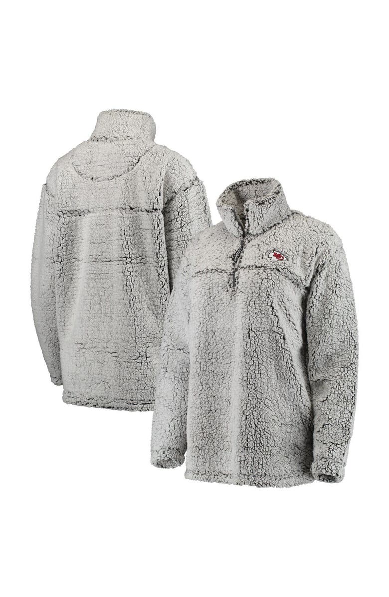 G-III 4HER BY CARL BANKS Women's Gray Kansas City Chiefs Sherpa Quarter-Zip Pullover Jacket, Main, color, Gray