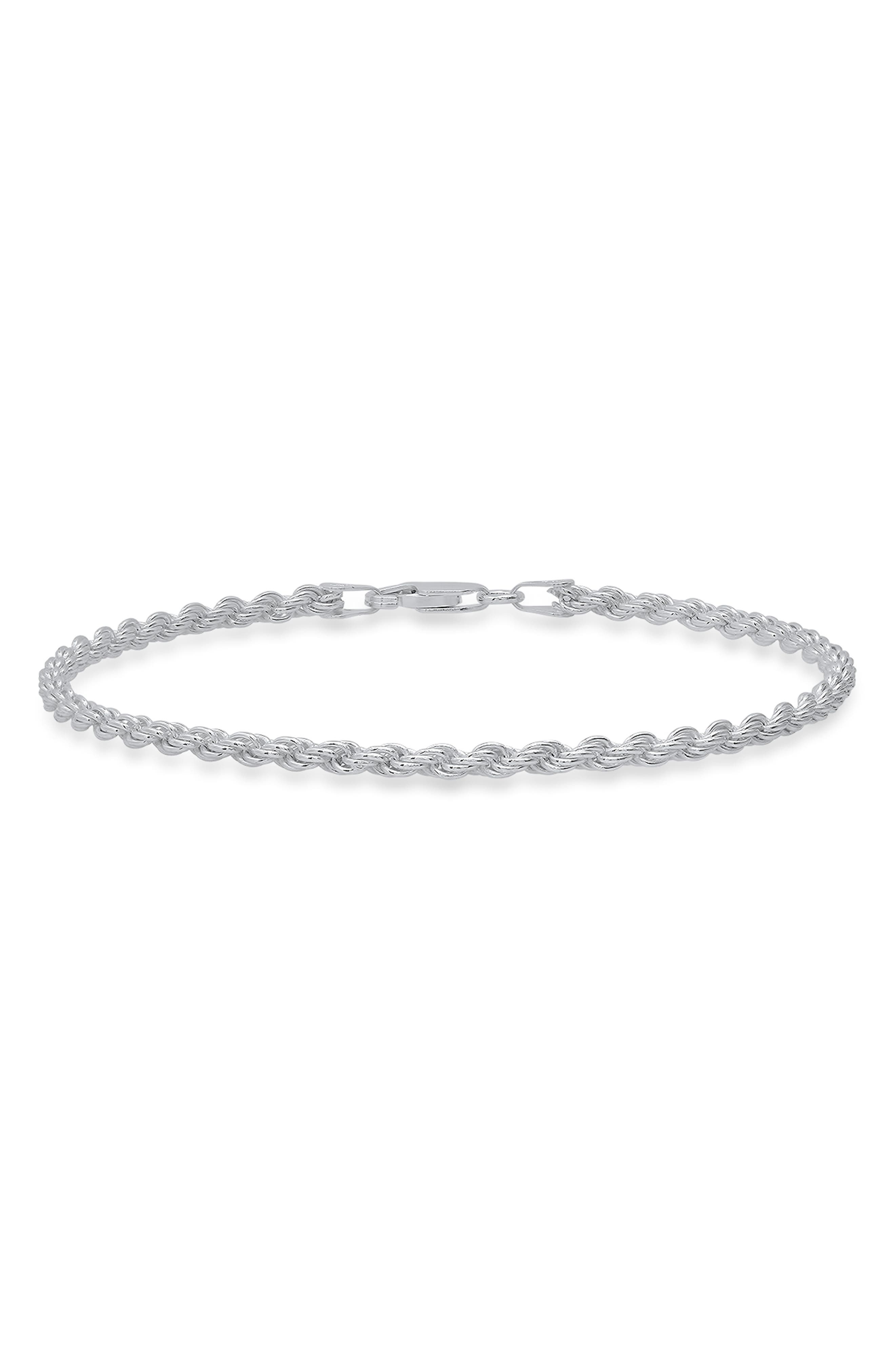 Queen Jewels Men's Sterling Silver Italian Rope Chain Bracelet