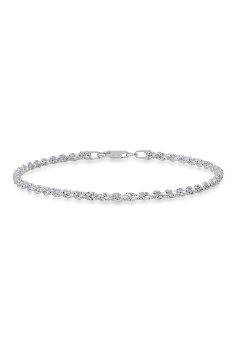 Men's Sterling Silver Italian Rope Chain Bracelet, Main, color, SILVER