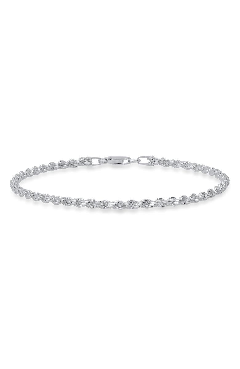 Queen Jewels Men's Sterling Silver Italian Rope Chain Bracelet, Main, color, Silver
