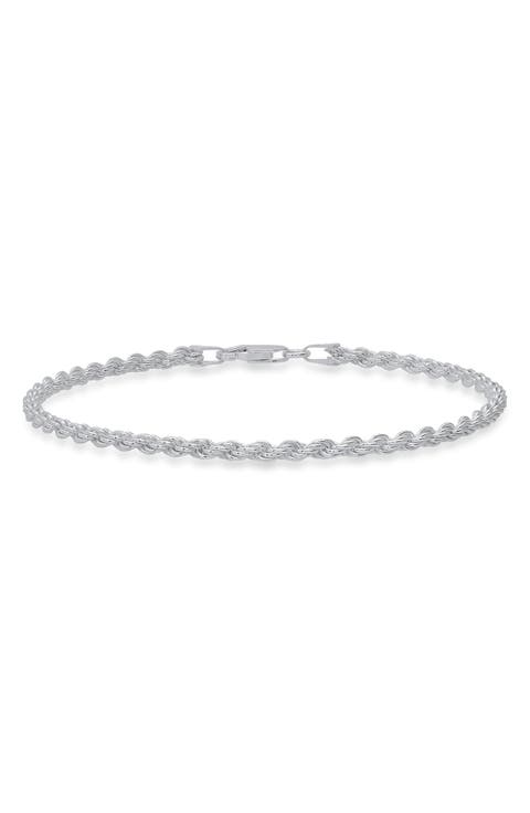 Men's Sterling Silver Italian Rope Chain Bracelet