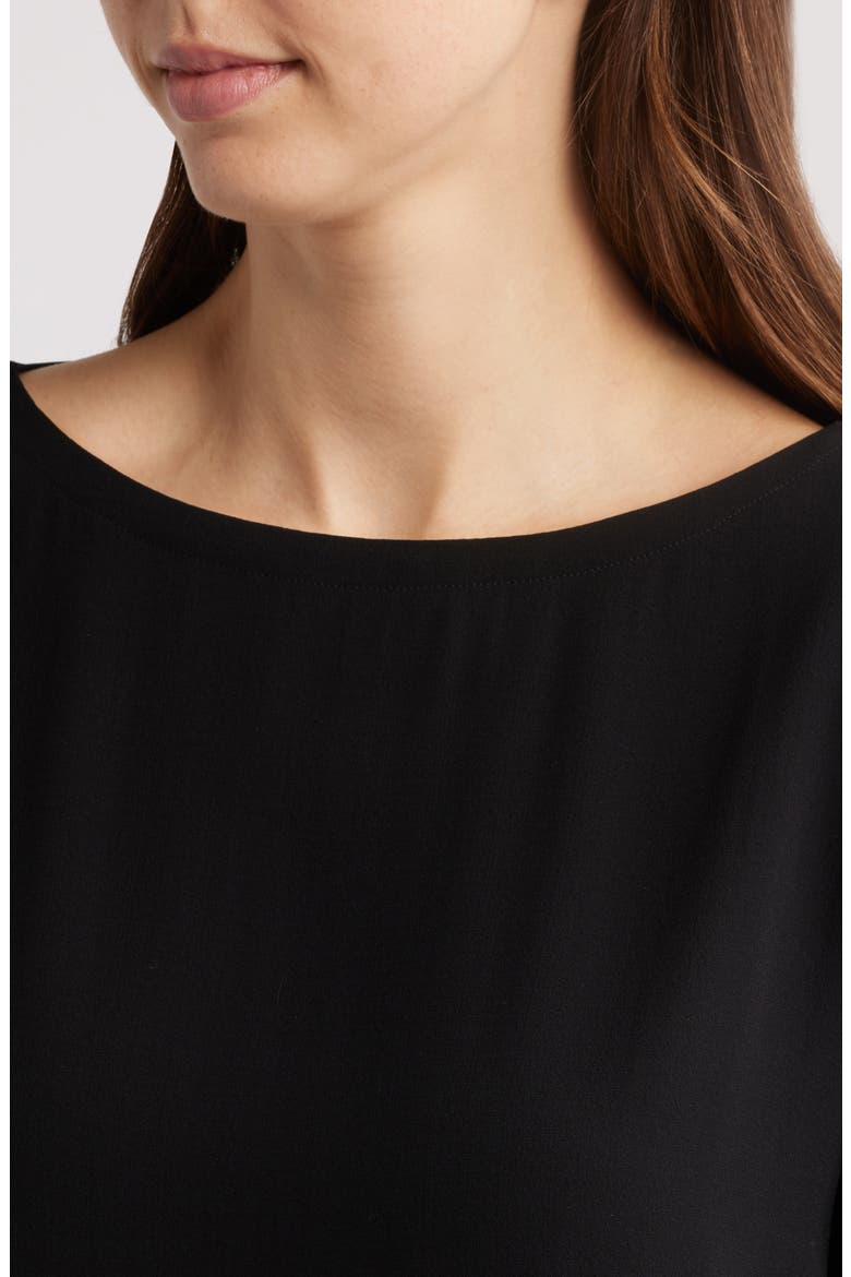 Bateau Neck Silk Top, Alternate, color, BLACK