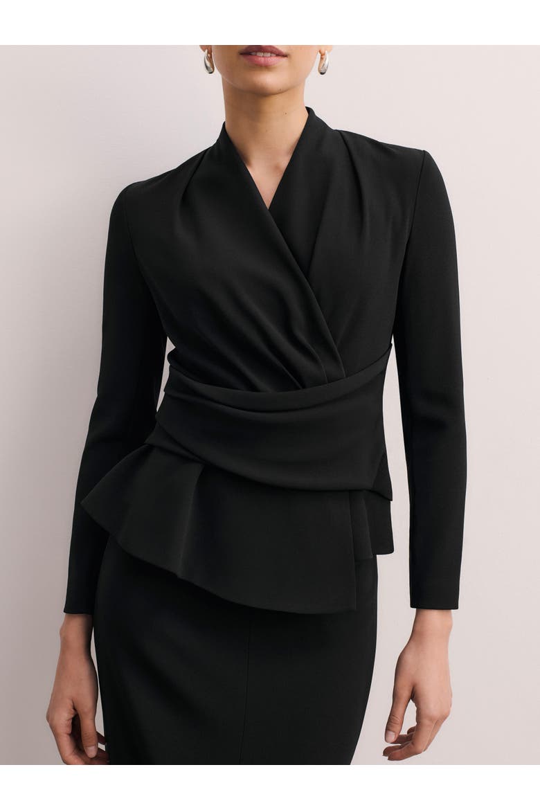 Belleville Draped Wrap Blouse, Alternate, color, Black