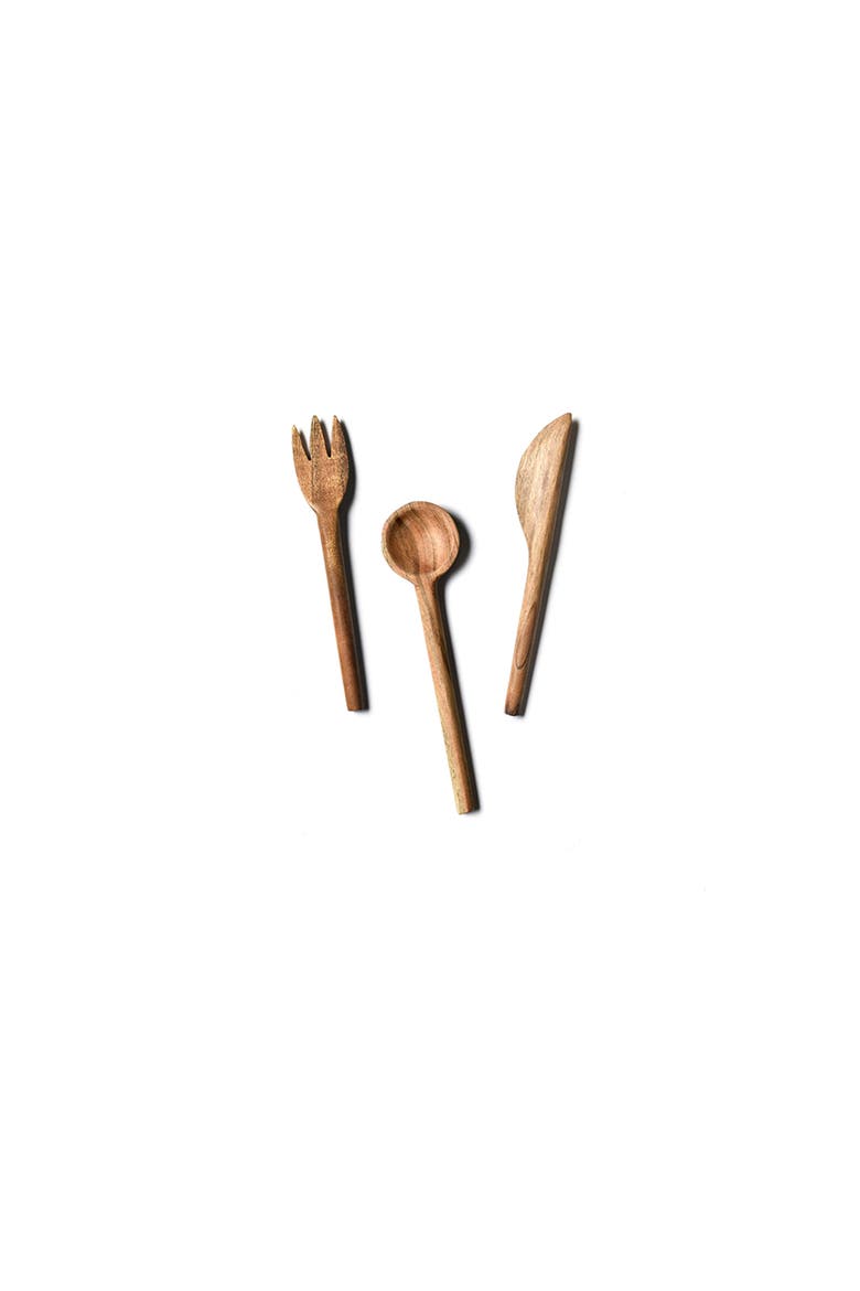 Fundamental Wood Appetizer Utensils Set, Main, color, Brown