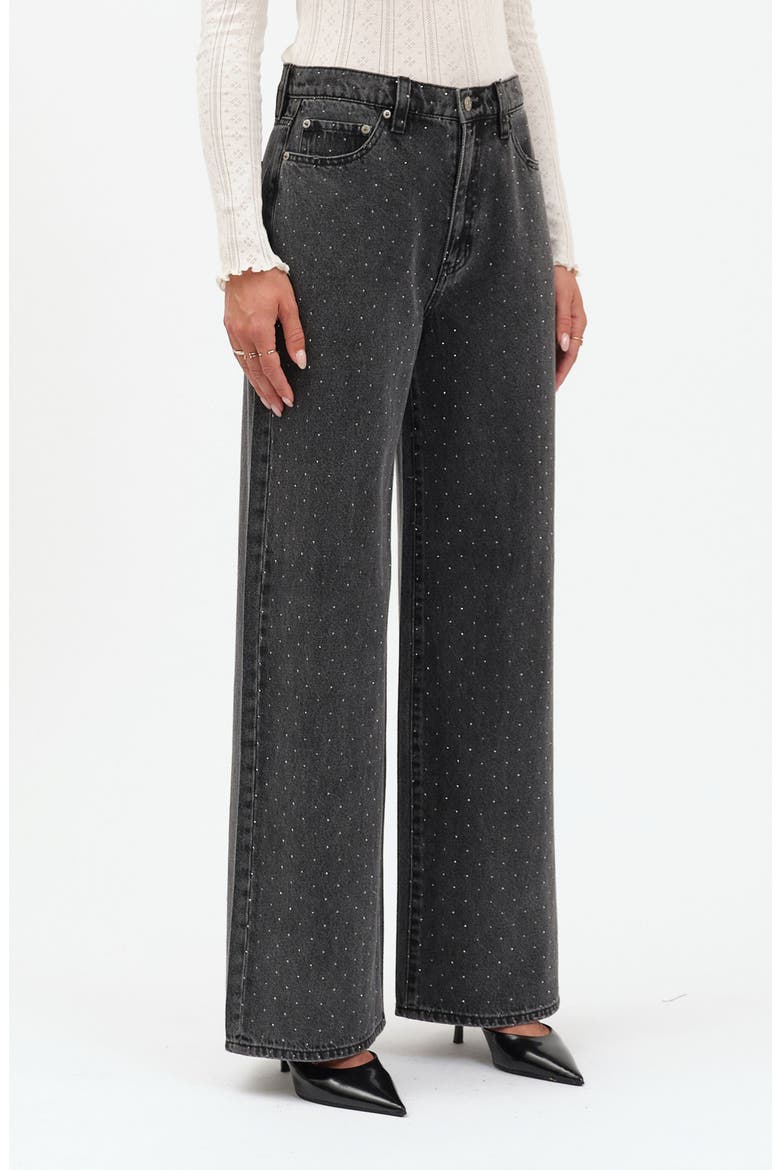 The Wanderer Rhinestone Wide Leg Jeans, Alternate, color, STARLIT NIGHT