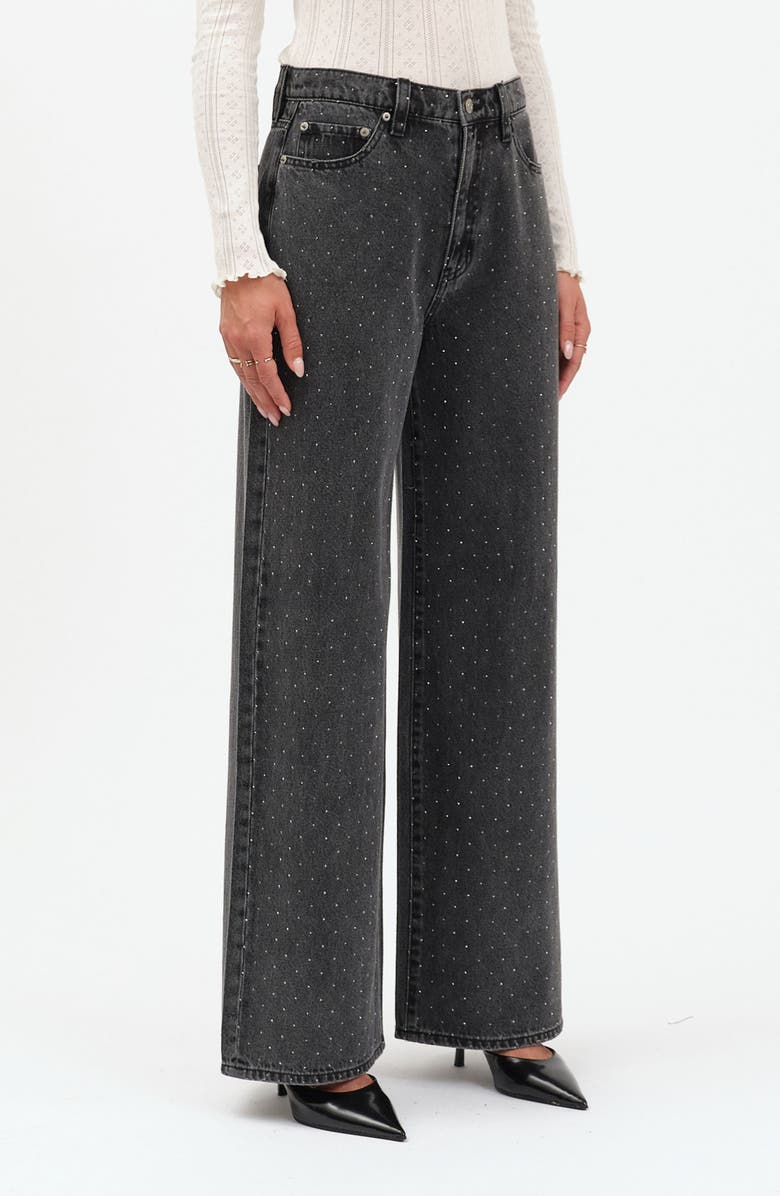 DAZE The Wanderer Rhinestone Wide Leg Jeans, Alternate, color, Starlit Night