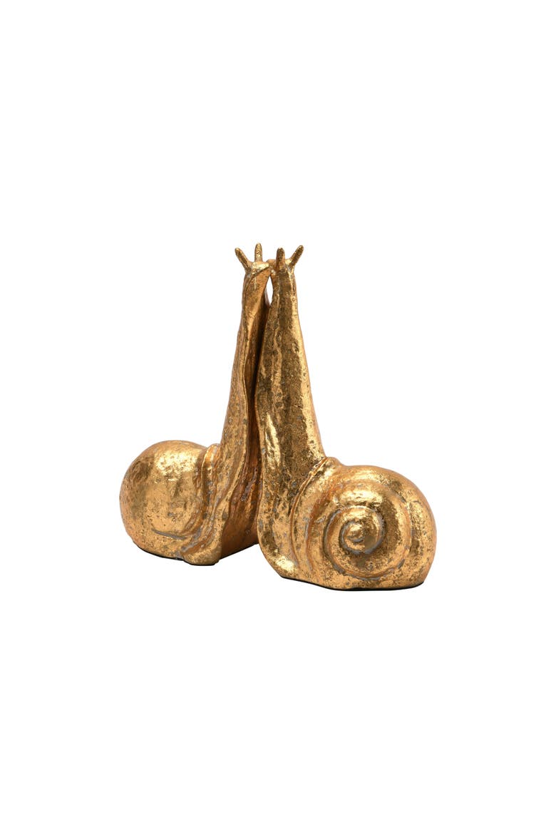 Decorative Distressed Cast Metal Snail Bookends, Gold, Main, color, Gold