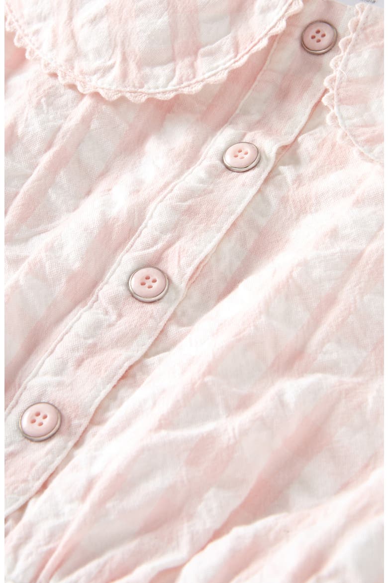Kids' Peter Pan Collar Cotton Seersucker Jumpsuit, Alternate, color, PINK AMOUR GINGHAM