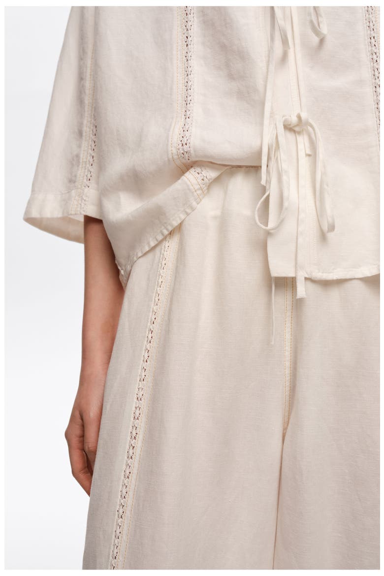 Wide-Leg Linen-Blend Trousers, Alternate, color, WHITE