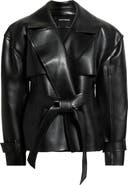 Naked Wardrobe Faux Leather Crop Trench Coat