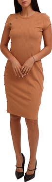 CYRUS Side Button Rib Knit Dress