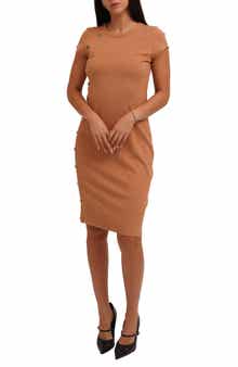 Side Button Rib Knit Dress