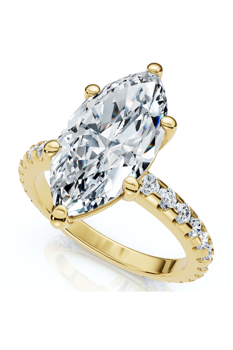 Certified 3.40Ct Marquise Diamond Engagement Ring 14k Gold Lab Grown, Main, color, 14k Yellow Gold