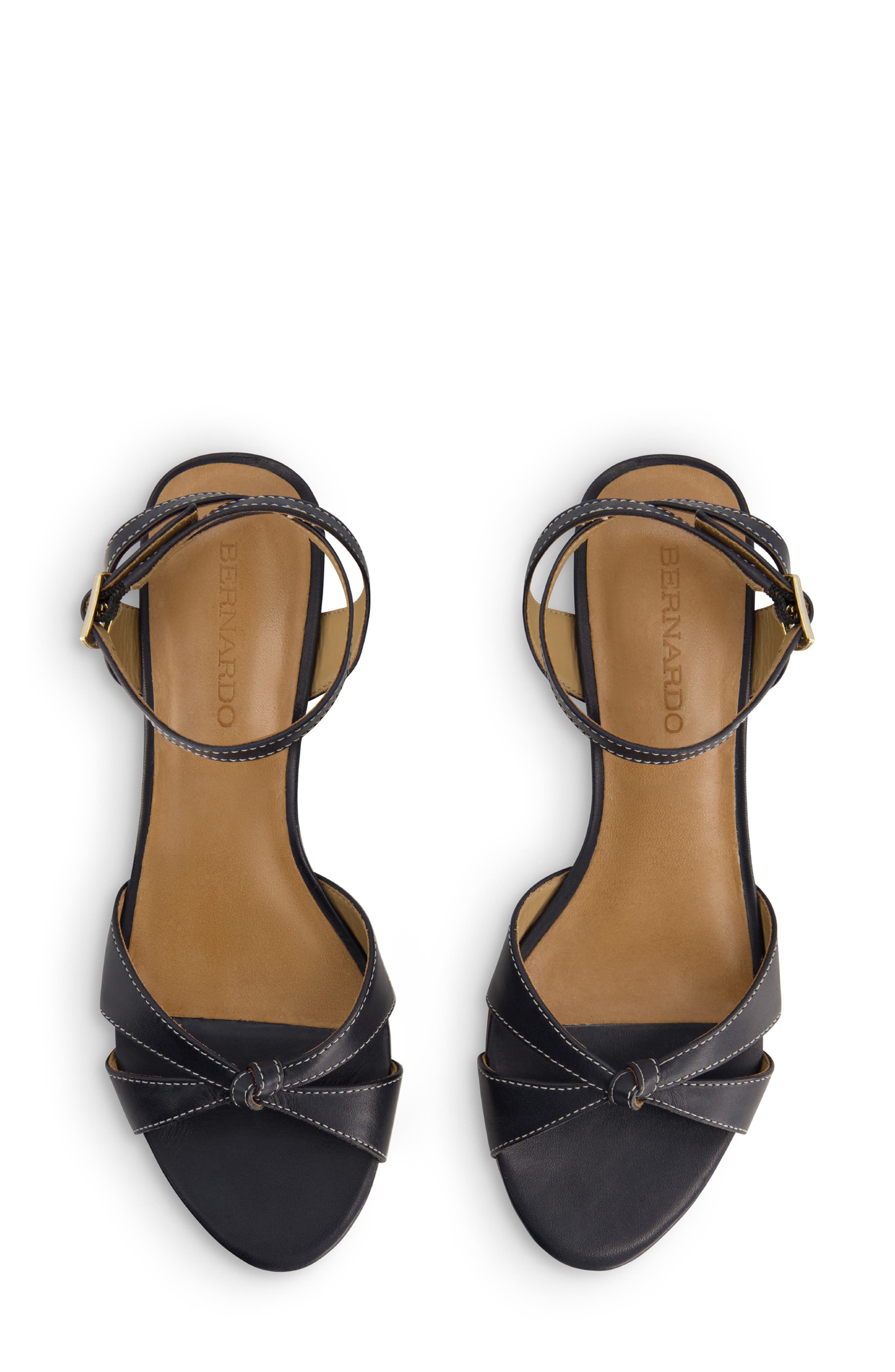 Bernardo Footwear Garcel Ankle Strap Wedge Sandal, Alternate, color, Navy Antique Calf