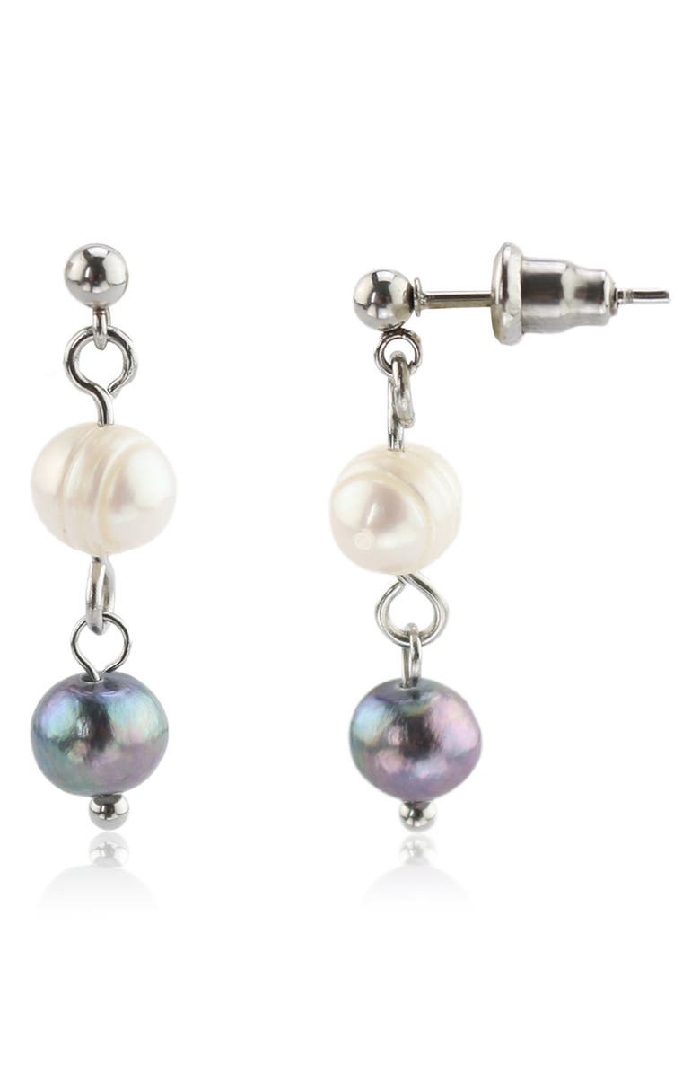 REBL Gender Inclusive Beaded Drop Earrings, Main, color, Silver