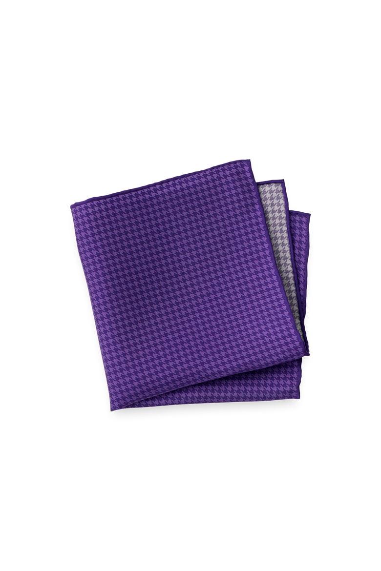 Houndstooth Silk Pocket Square, Main, color, Purple
