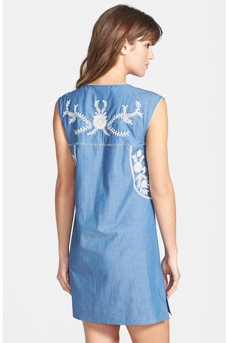 'Calita' Embroidered Dress, Alternate, color, CHAMBRAY/ IVORY
