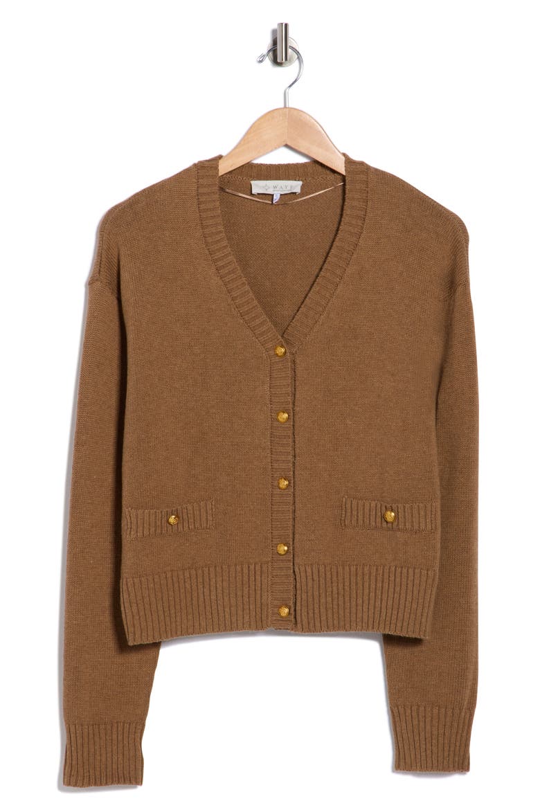 Button Front Cotton Cardigan, Alternate, color, MOCHA