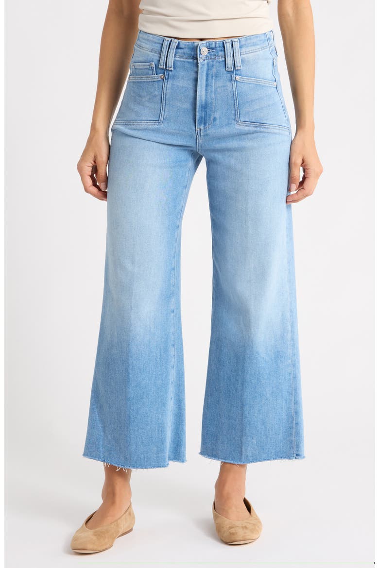 Anessa Set-In Pockets High Waist Raw Hem Wide Leg Jeans, Main, color, VAIL