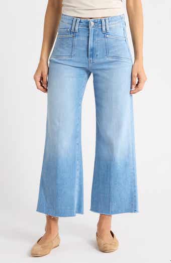 Anessa Set-In Pockets High Waist Raw Hem Wide Leg Jeans