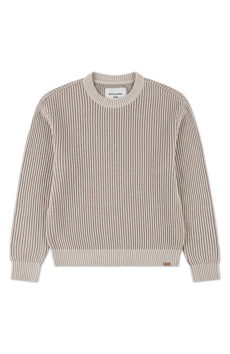 abercrombie kids Kids' Pleated Stitch Cotton Blend Crewneck Sweater, Main, color, Jet Stream