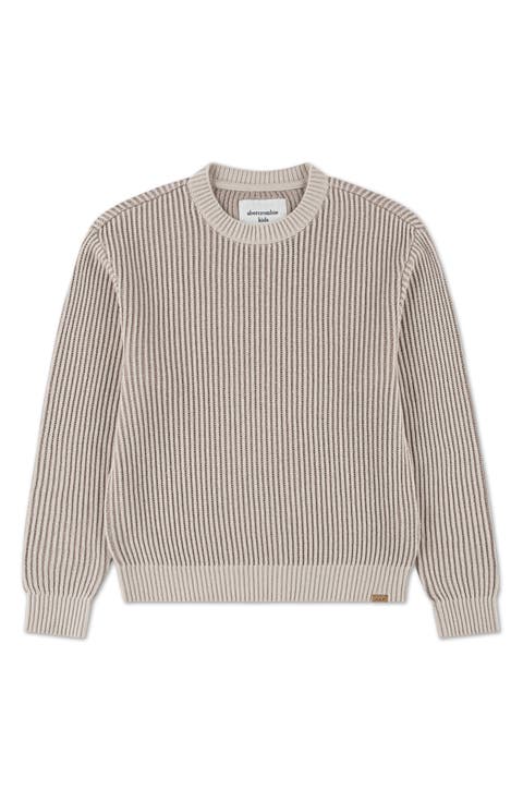 Kids' Pleated Stitch Cotton Blend Crewneck Sweater (Little Kid & Big Kid)