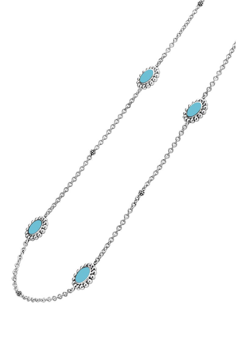 Maya Blue Ceramic Station Necklace, Alternate, color, SILVER