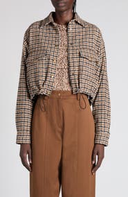 Moncler Houndstooth Wool Blend Blouson Jacket